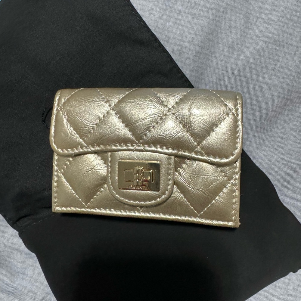 Chanel Gold Quilted Wallet
